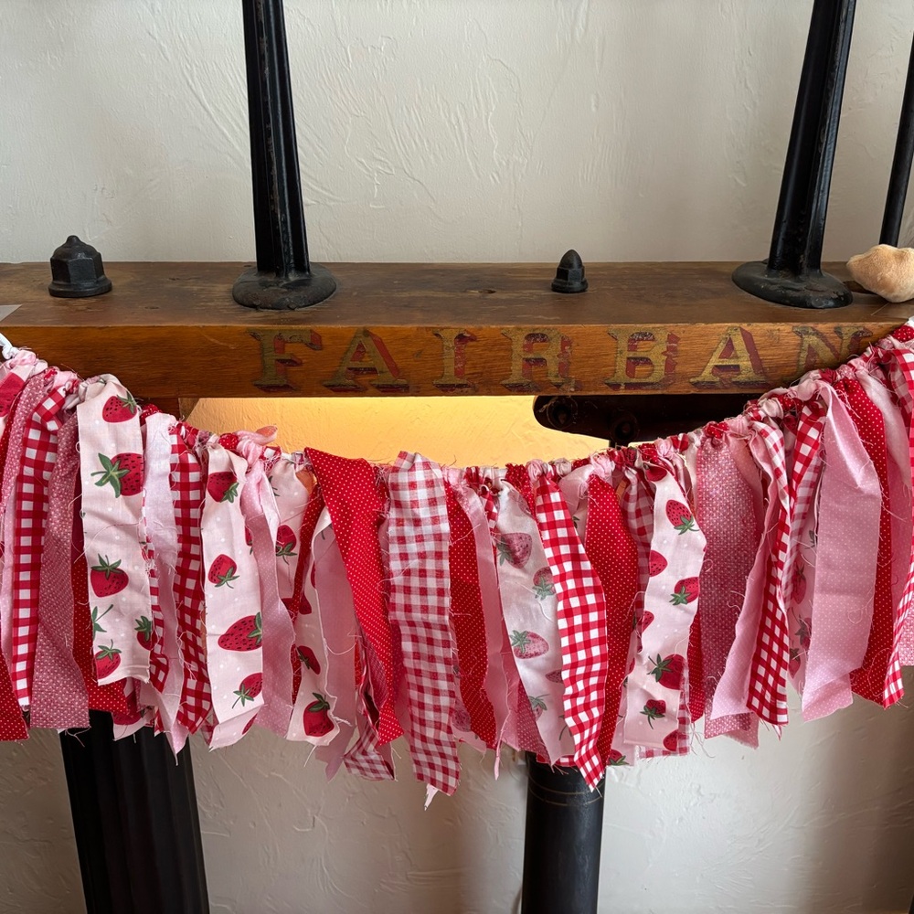 Red Strawberry Rag Fabric Garland by
